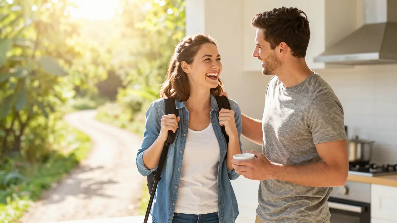 Happy couple enjoying outdoor activity together, free from health worries