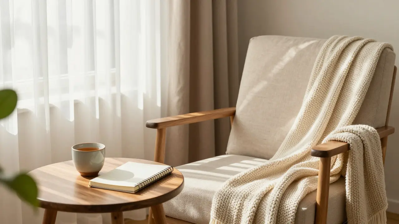 Cozy home corner setup for a daily mindful meditation routine