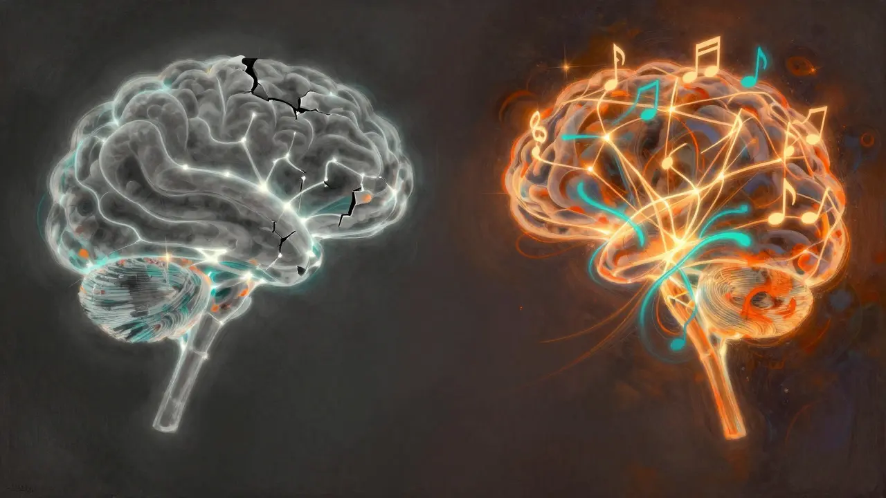 Conceptual art showing brain rewiring through creative expression